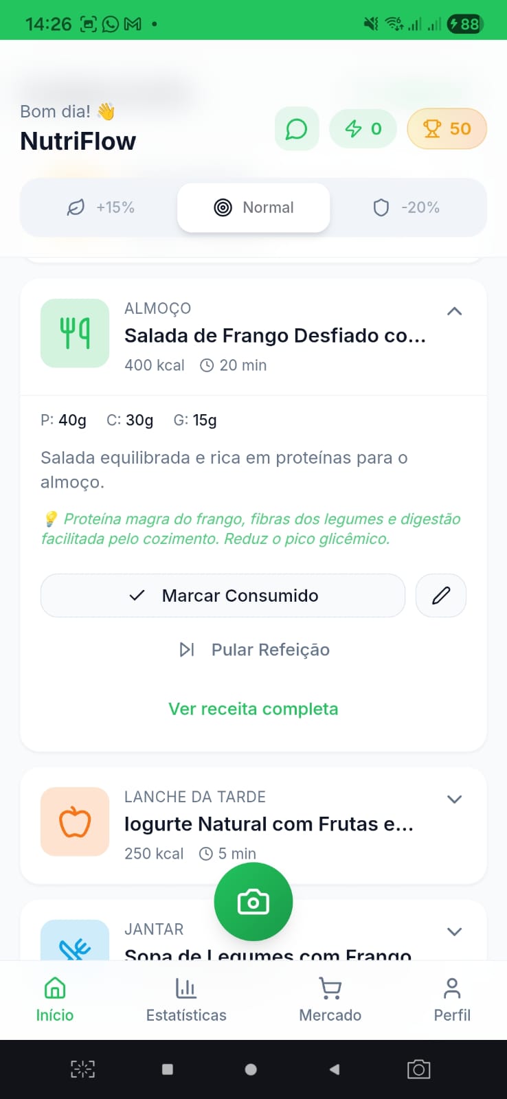 Câmera IA Pratos